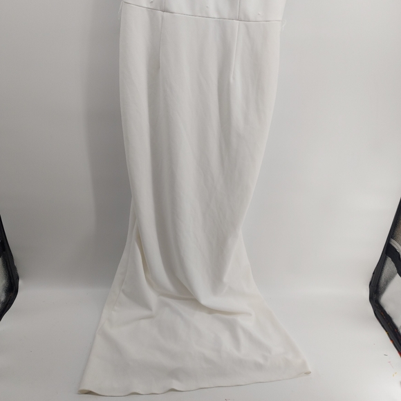 Adrianna Papell Fluttered Short Sleeve Crepe Gown WHITE WEDDING Size 10 - Picture 4 of 16